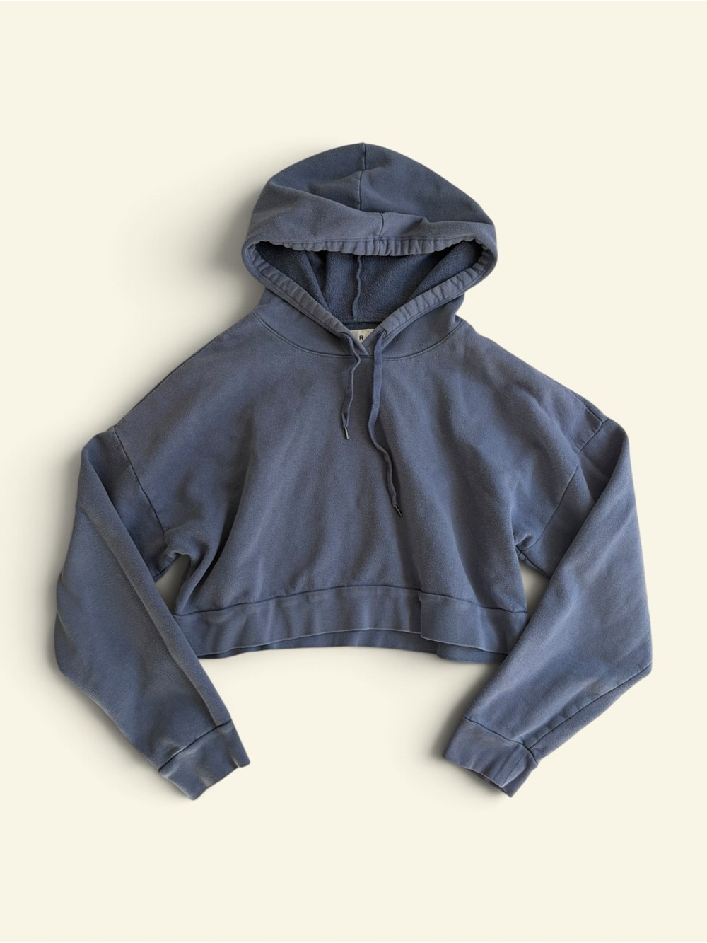 Aeropostale Shrunken Cropped Hoodie XL Blue Indigo Wash Crop Pullover Sweatshirt